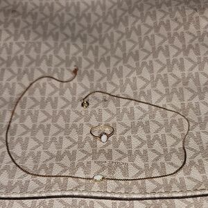 ✨ Vintage Gold & Opal Duo: 12k Necklace & 10k Ring Set! ✨